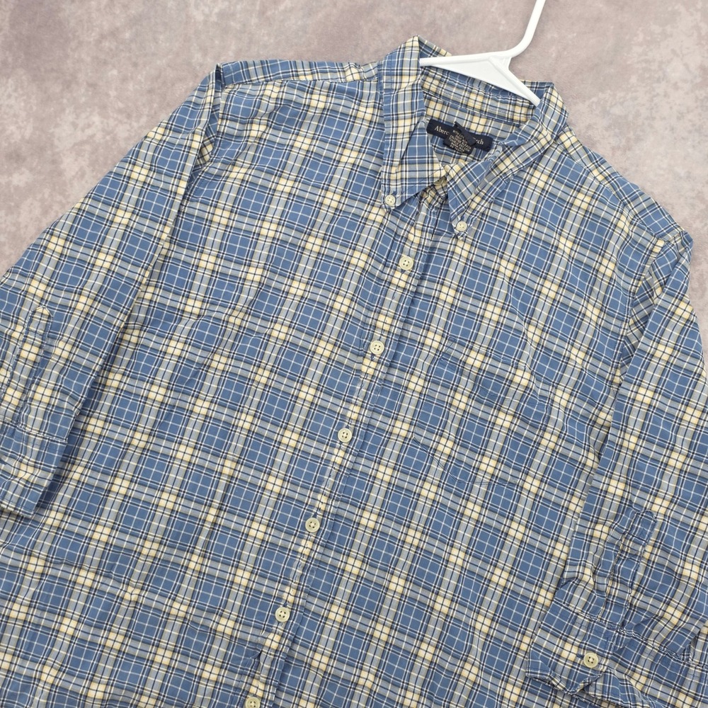 Vintage Abercrombie & Fitch Plaid Button Down Shirt Mens L Blue Yellow Y2K